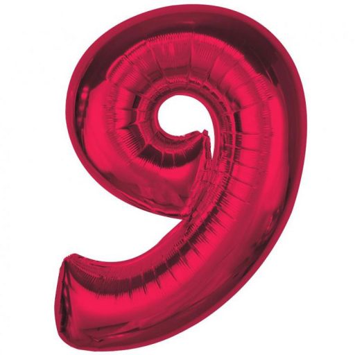 Numere Red Balon din folie roșu numărul 9, 92 cm