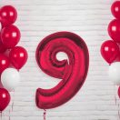 Numere Red Balon din folie roșu numărul 9, 92 cm