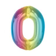 Numere Rainbow Balon din folie de culori cifra 0, 92 cm