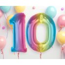Numere Rainbow Balon din folie de culori cifra 0, 92 cm