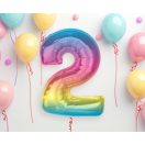 Numere Rainbow Balon cu folie colorat cu numărul 2, 92 cm