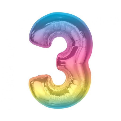 Numere Rainbow Balon din folie colorat numărul 3, 92 cm