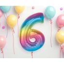 Numere Rainbow Balon folie colorat numărul 6, 92 cm