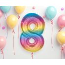 Numere Rainbow Balon din folie, numărul 8 colorat, 92 cm