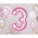 Numere Light Pink Balon din folie Roz Numărul 3 92 cm