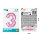 Numere Light Pink Balon din folie Roz Numărul 3 92 cm