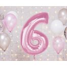 Numere Light Pink Balon folie roz numărul 6, 92 cm