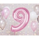 Numere Light Pink Balon din folie roz cifră 9, 92 cm