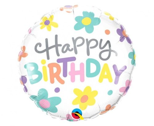 Happy Birthday Retro Daisies balon folie 46 cm
