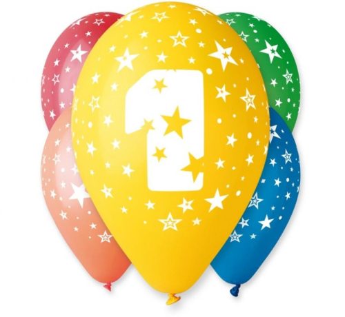 Happy Birthday 1 Star balon, balon 5 bucăți 12 inch (30cm)
