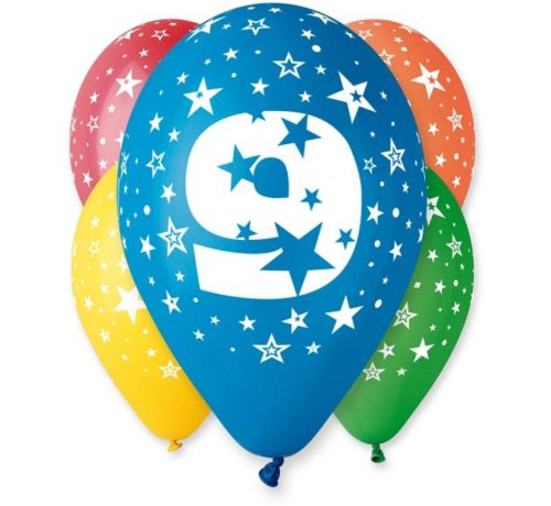 Happy Birthday 9 Star balon, balon 5 bucăți 12 inch (30cm)