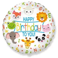   La mulți ani Animals Balon folie cu animăluțe Happy Birthday 46 cm (WP)
