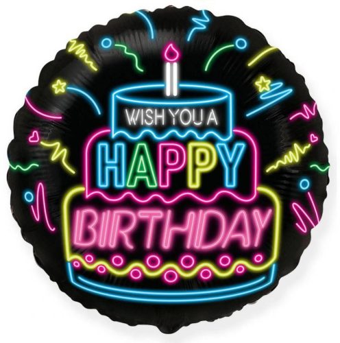 La mulți ani Neon Balon din folie Happy Birthday 48 cm
