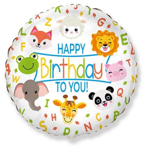 La mulți ani Animals Balon Foil Happy Birthday Animale 48 cm