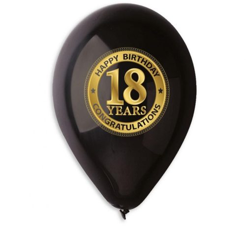 Happy Birthday 18 black balon, balon 5 bucăți 12 inch (30 cm)
