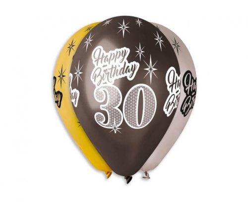 Happy Birthday 30 metallic balon, balon 6 bucăți 12 inch (30 cm)