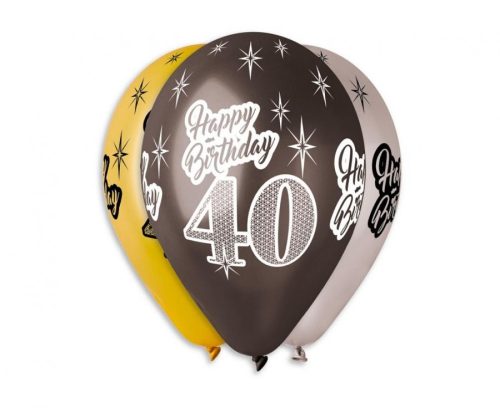 Happy Birthday 40 metallic balon, balon 6 bucăți 12 inch (30 cm)