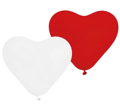 Colorat Inimă Red-White balon, balon 5 bucăți 10 inch (25 cm)