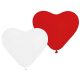 Colorat Inimă Red-White balon, balon 5 bucăți 10 inch (25 cm)