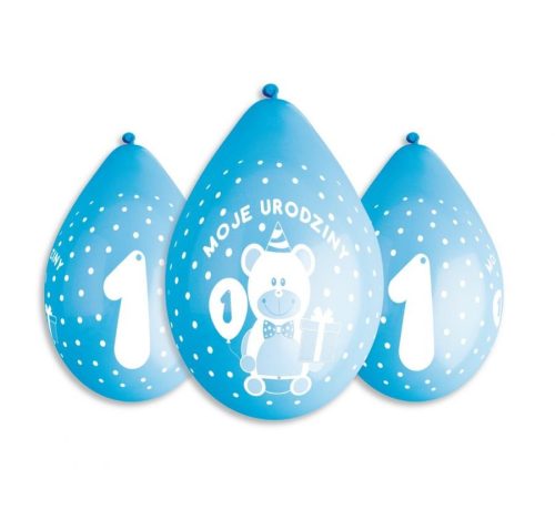blue 1st Birthday balon agățat, balon 5 bucăți 12 inch (30 cm) 5 bucăți 12 inch (30 cm)