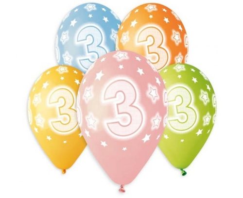 Happy Birthday 3 Star balon, balon 5 bucăți 13 inch (33 cm)