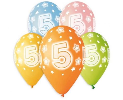 Happy Birthday 5 Star balon, balon 5 bucăți 13 inch (33 cm)