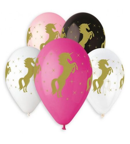 Unicorn Gold balon, balon 5 bucăți 13 inch (33cm)