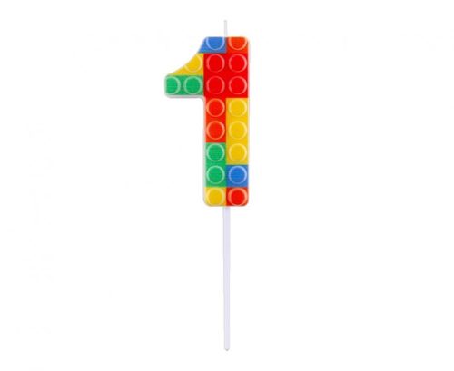 Colorat Pick Blocks Lumânare cifrată bloc de construcție pentru tort, lumânare număr 1