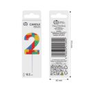 Colorat Pick Blocks Lumânare pentru tort cifră 2, bloc de construcție
