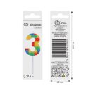 Colorat Pick Blocks Lumânare bloc de construcție numărul 3, lumânare cu număr