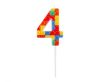 Colorat Pick Blocks Lumânare de tort cu cifra 4