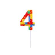 Colorat Pick Blocks Lumânare de tort cu cifra 4