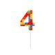Colorat Pick Blocks Lumânare de tort cu cifra 4