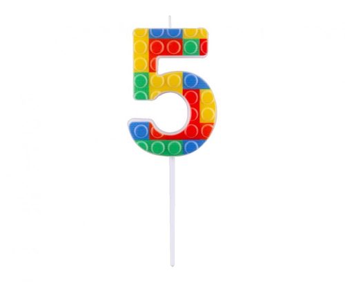 Colorat Pick Blocks Lumânare în formă de cuburi de construcție, lumânare aniversară - numărul 5