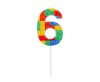 Colorat Pick Blocks Lumânare de tort bloc de construcție, lumânare cifră 6