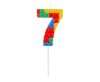 Colorat Pick Blocks Lumânare tort cifra 7 cărămizi, lumânare numerică