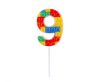 Colorat Pick Blocks Lumânare de tip cub nr. 9, lumânare cifră