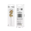 Numere Champagne Crown Lumânare aurie numărul 2, lumânare pentru tort 6 cm
