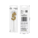 Numere Champagne Crown Lumânare cifră 5 aurie, lumânare de tort 6 cm