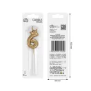 Numere Champagne Crown Lumânare aurie cifra 6, lumânare aniversară 6 cm