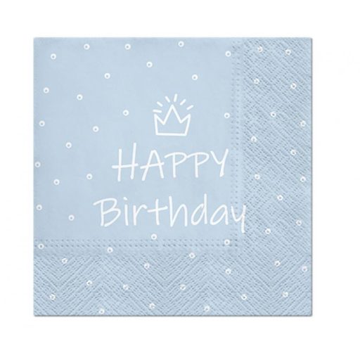 La mulți ani Light Blue Happy Birthday Șervețel Albastru 20 buc 33x33 cm