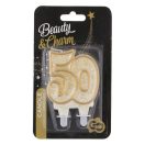 Colorat Gold Lumânare aniversară cu sclipici auriu 50