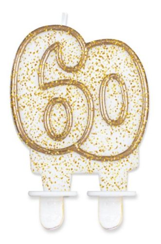 Colorat Gold Lumânare cu sclipici auriu, 60