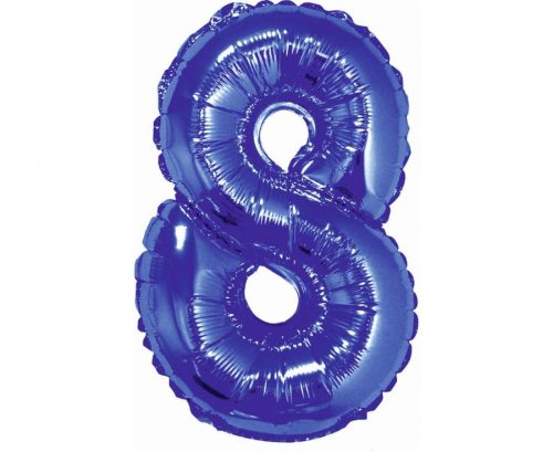 Numere Albastru, Balon mini din folie număr 8 albastru 35 cm