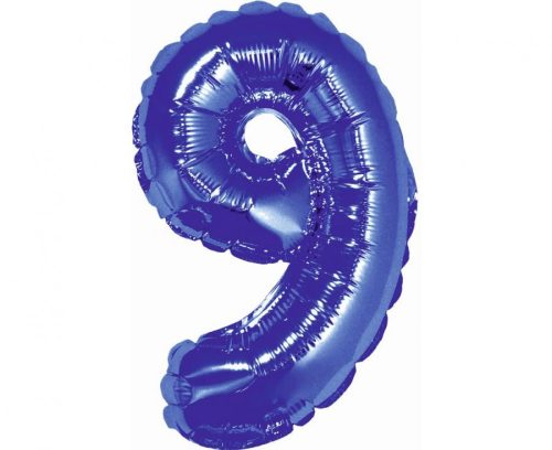 Blue, Albastru mini numărul 9 balon folie 35 cm