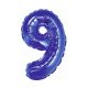 Blue, Albastru mini numărul 9 balon folie 35 cm