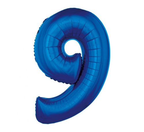 Albastru 9 B&C Blue număr balon folie 92 cm