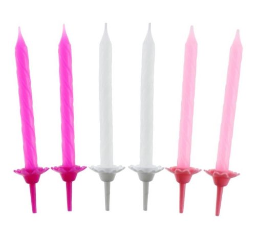 Colorat Pattern 3 Set de lumânări roz pentru tort