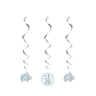 Elefant Floral Set decorativ panglică albastră 3 bucăți