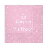   La mulți ani Light Pink Happy Birthday Șervețel roz 20 buc 33x33 cm